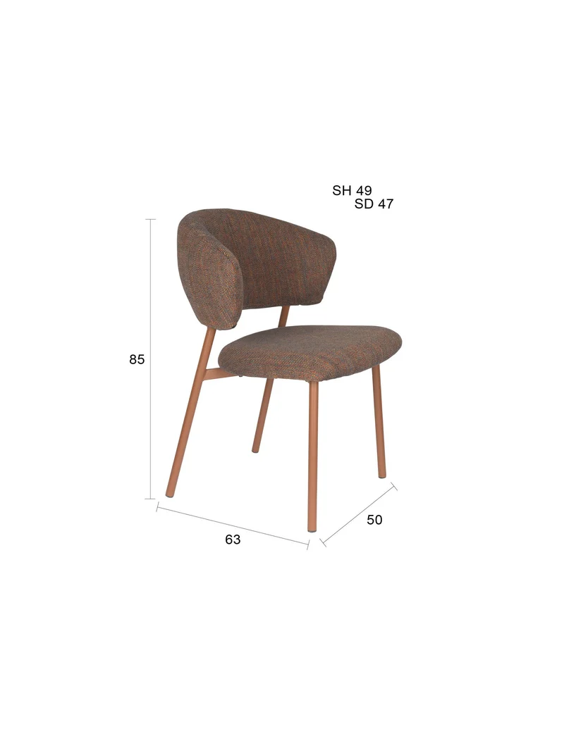 White Label Living Stuhl Jasmine Dark Multicolour – Polyester, 63 × 50 × 85 cm, 2er-Set