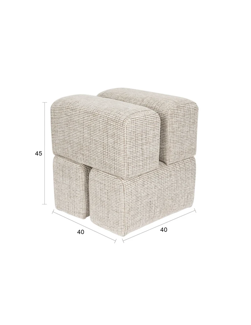 White Label Living Hocker Staple – Braun, Polyester, 40 × 40 × 45 cm
