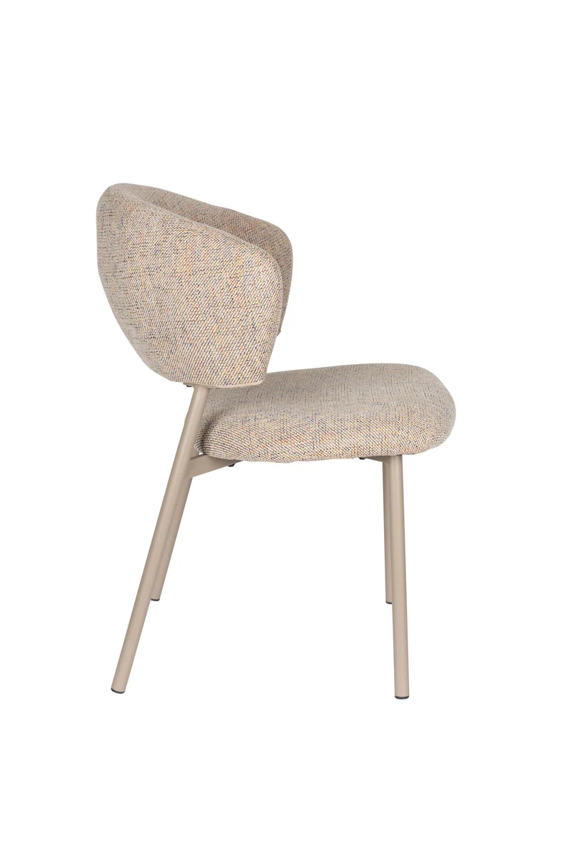 White Label Living Stuhl Jasmine Light Multicolour – Polyester, 63 × 50 × 85 cm, 2er-Set