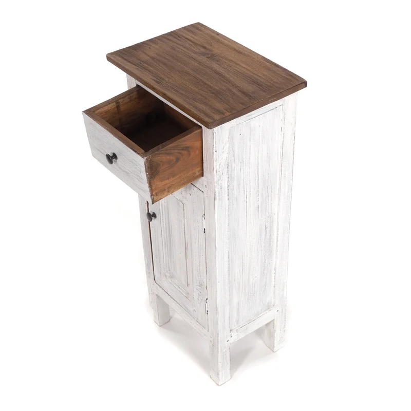 FLURSCHRANK PLANT 80x36cm (HxB) Massivholz | Telefontisch | Farbe: 05 weiß-natur