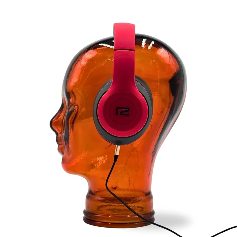 Glas KOPFHÖRERSTÄNDER MICK orange transparent | 29cm Glaskopf Skulptur