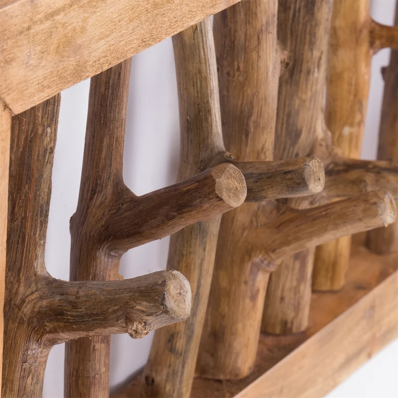 WANDGARDEROBE "LEONOR 50" | 7 Haken, Holz | Äste Garderobenpaneel