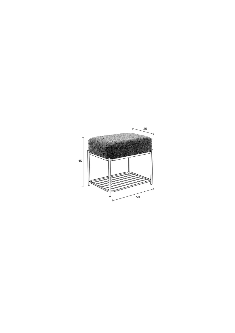 White Label Living Hocker Milou Rechteckig – Textil, 50 × 35 × 45 cm