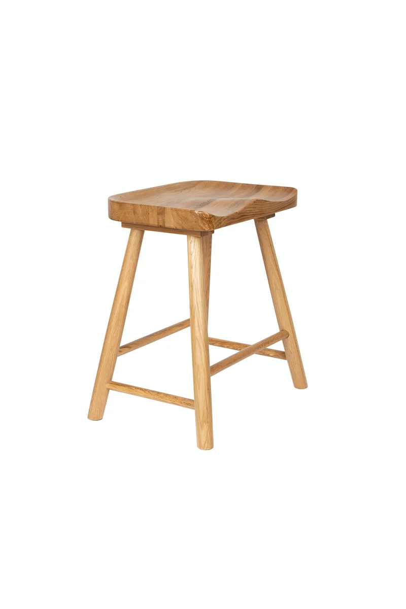 White Label Living Hocker Vander – Natur, Massives Eichenholz, 33 × 43 × 46 cm