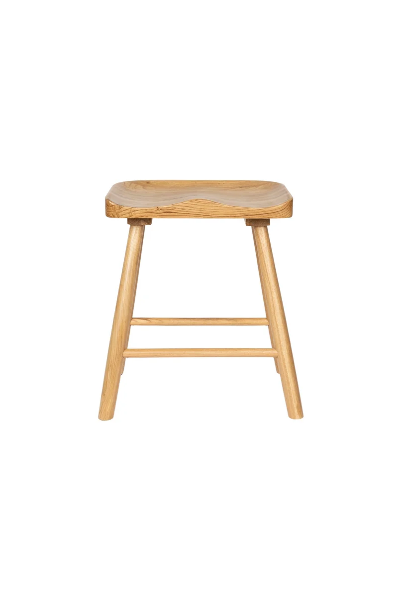 White Label Living Hocker Vander – Natur, Massives Eichenholz, 33 × 43 × 46 cm