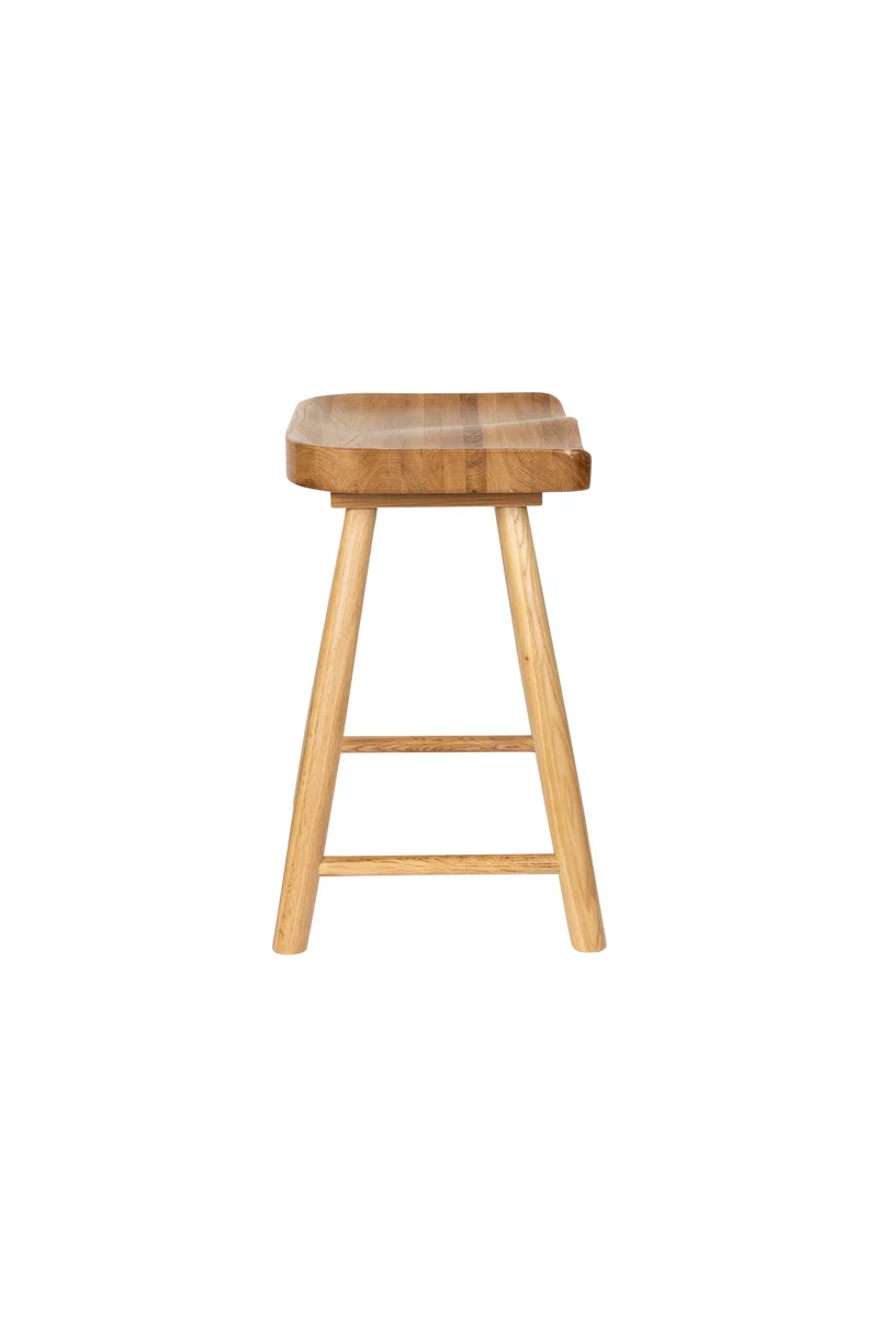 White Label Living Hocker Vander – Natur, Massives Eichenholz, 33 × 43 × 46 cm