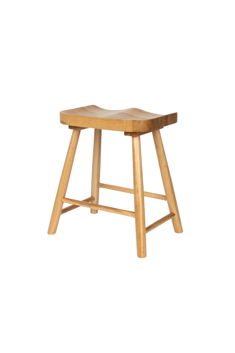 White Label Living Hocker Vander – Natur, Massives Eichenholz, 33 × 43 × 46 cm