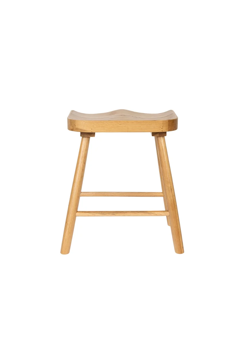 White Label Living Hocker Vander – Natur, Massives Eichenholz, 33 × 43 × 46 cm