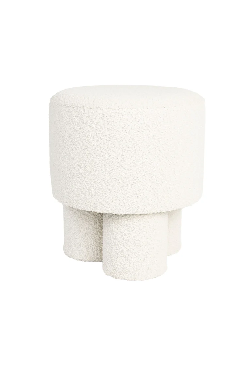 White Label Living Hocker Marcos – Weiß, Textil, 40 × 40 × 44 cm