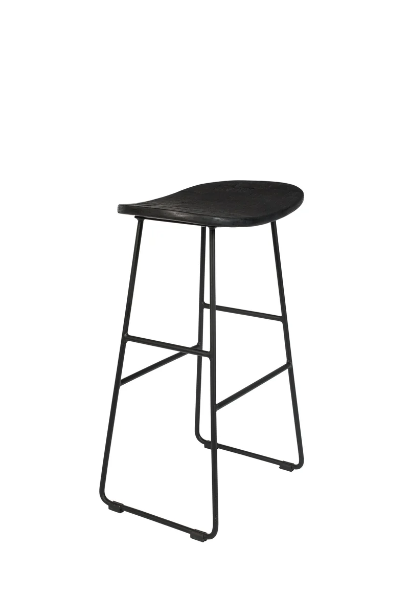 White Label Living Tresenhocker Tangle – Schwarz, Teakholz, 30 × 40 × 65 cm