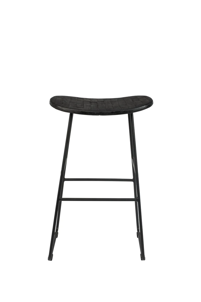 White Label Living Tresenhocker Tangle – Schwarz, Teakholz, 30 × 40 × 65 cm