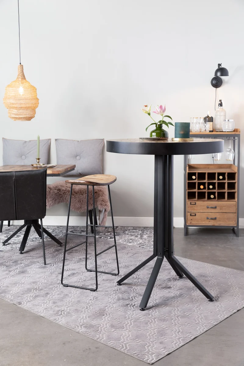 White Label Living Barhocker Barstool Tangle – Natur, Teakholz, 30 × 40 × 80 cm