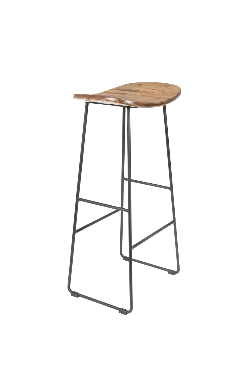 White Label Living Barhocker Barstool Tangle – Natur, Teakholz, 30 × 40 × 80 cm