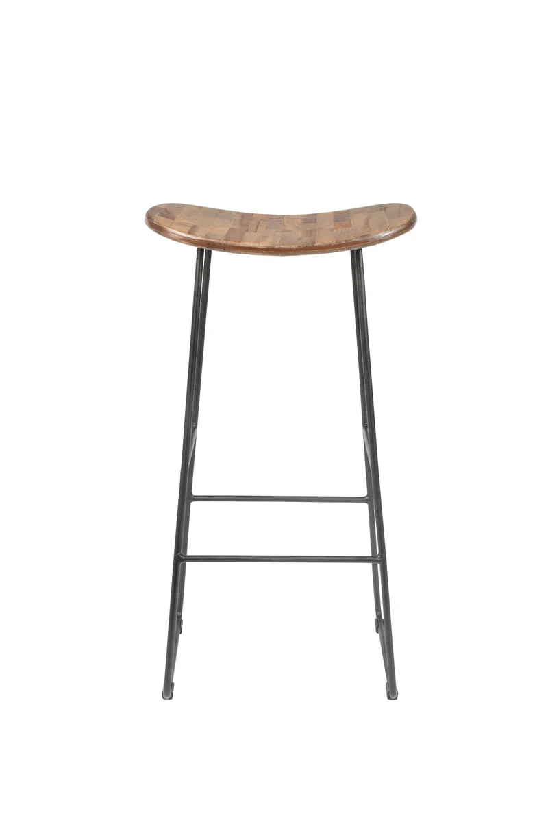 White Label Living Barhocker Barstool Tangle – Natur, Teakholz, 30 × 40 × 80 cm