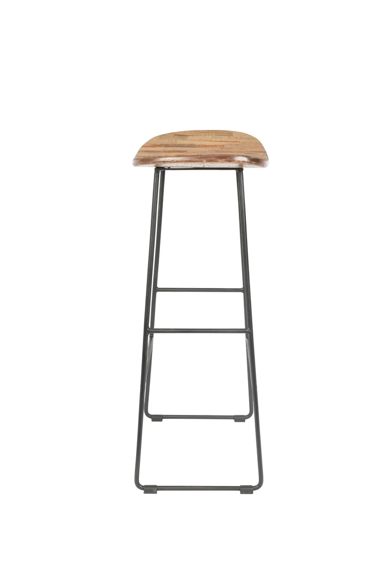 White Label Living Barhocker Barstool Tangle – Natur, Teakholz, 30 × 40 × 80 cm