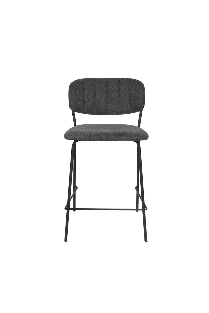 White Label Living Tresenhocker Jolien Schwarz/Dark – Grau, Textil, 54 × 48 × 89 cm, 2er-Set