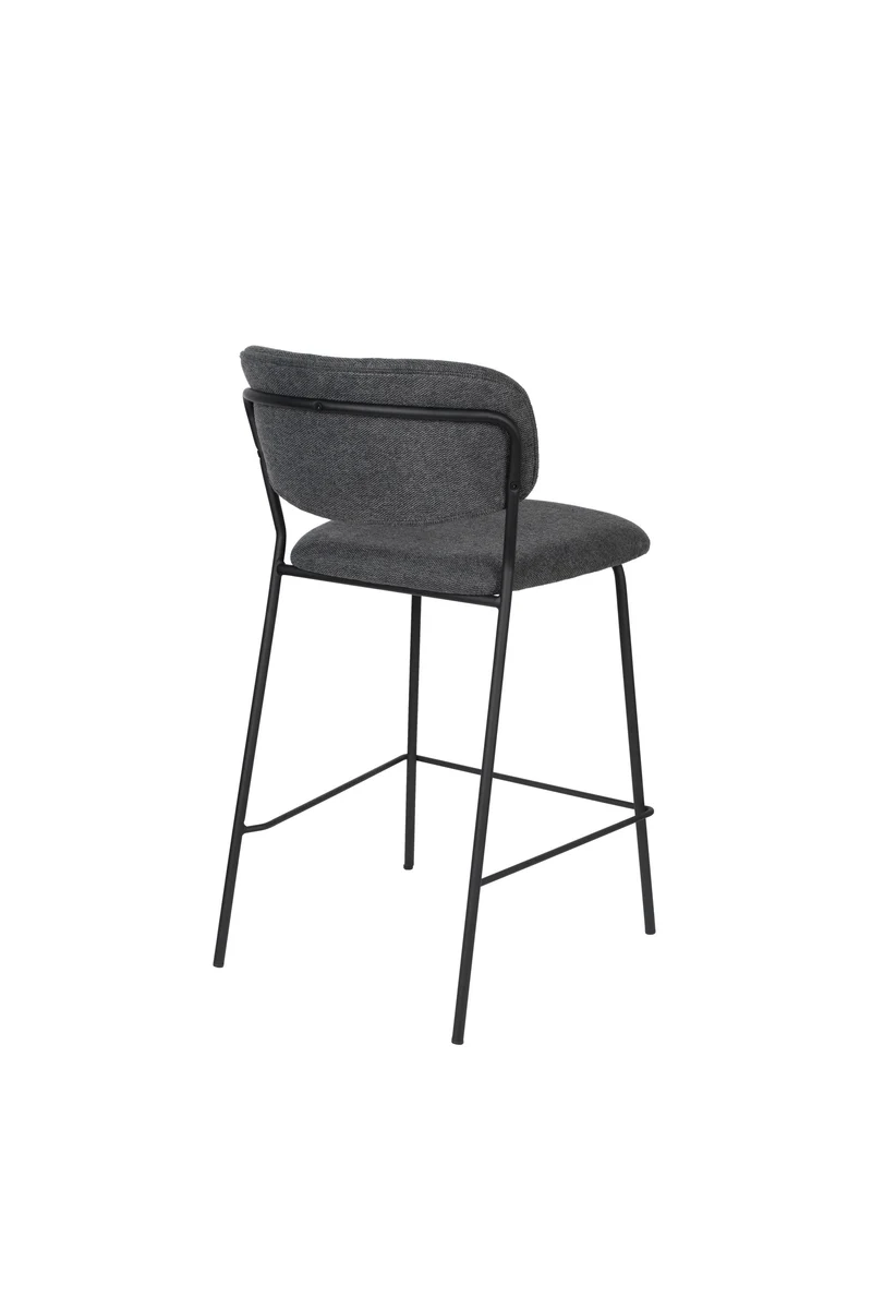 White Label Living Tresenhocker Jolien Schwarz/Dark – Grau, Textil, 54 × 48 × 89 cm, 2er-Set