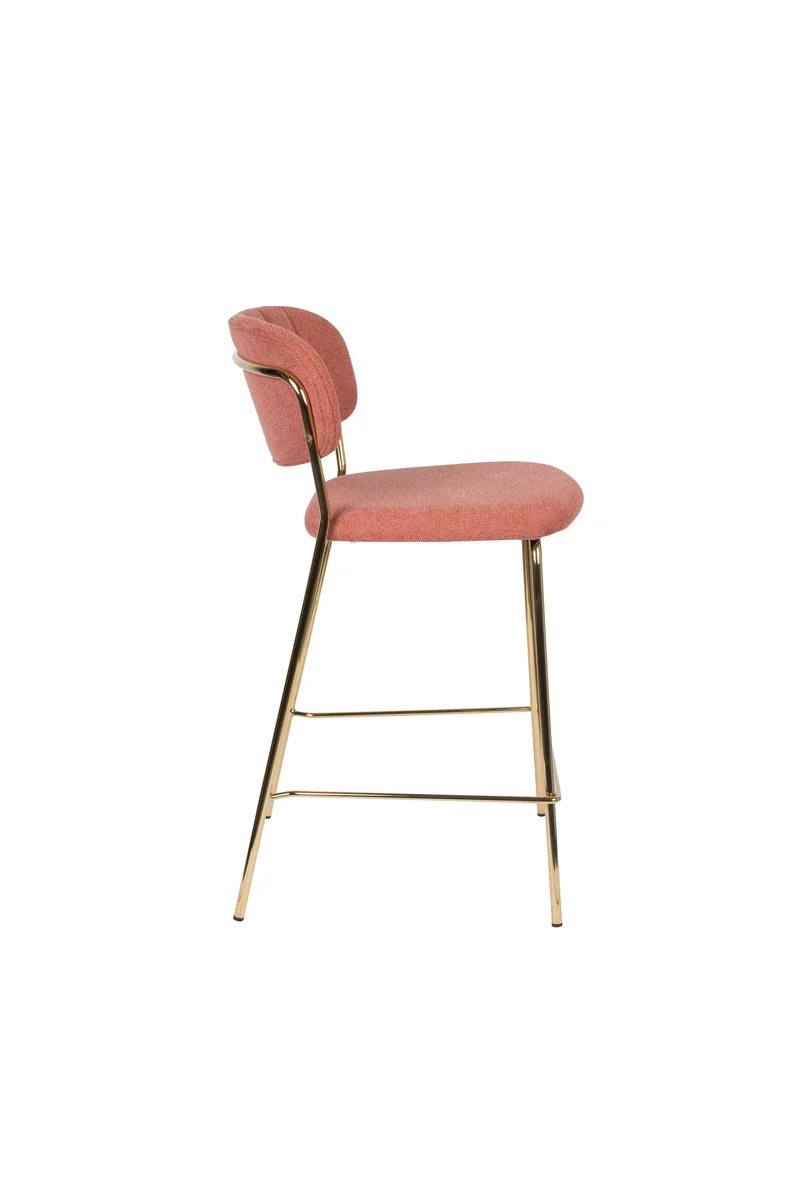 White Label Living Tresenhocker Jolien Gold/Pink – Textil, 54 × 48 × 89 cm, 2er-Set