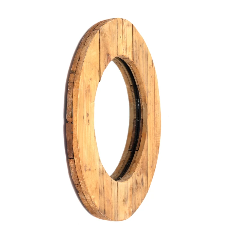 RUNDER WANDSPIEGEL "RONDO" | 50cm, Massivholz | Holzspiegel
