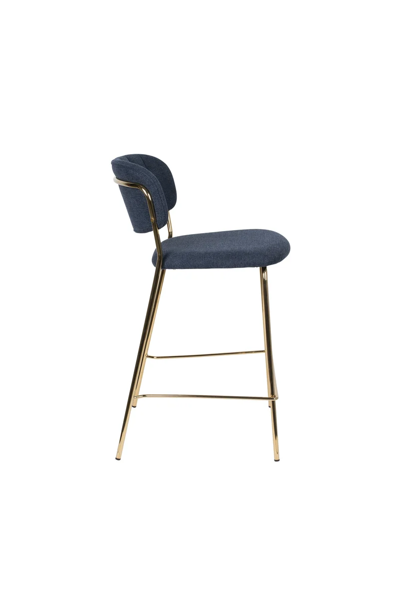 White Label Living Tresenhocker Jolien Gold/Dark Blue – Textil, 54 × 48 × 89 cm, 2er-Set