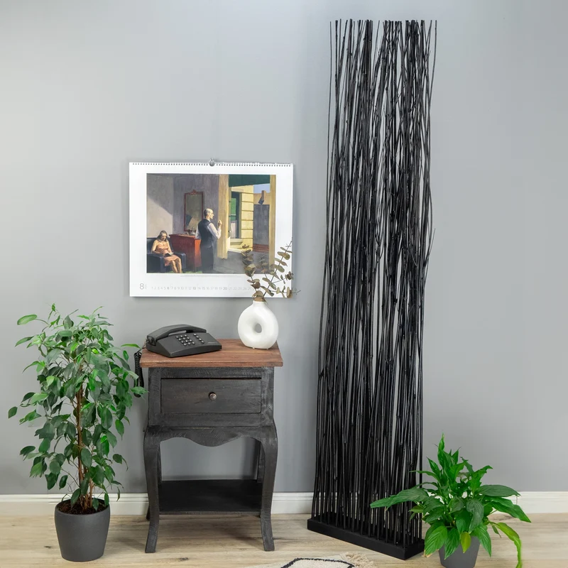 RAUMTEILER "SLIM" | Weide, 170x40cm | Paravent Zweige, Stellwand | Farbe: schwarz