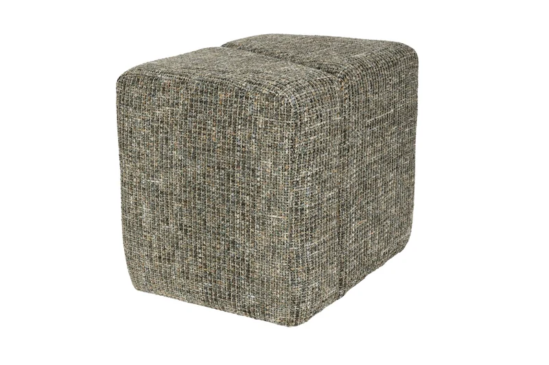 White Label Living Hocker Dance – Grün, Polyester, 40 × 48 × 45 cm