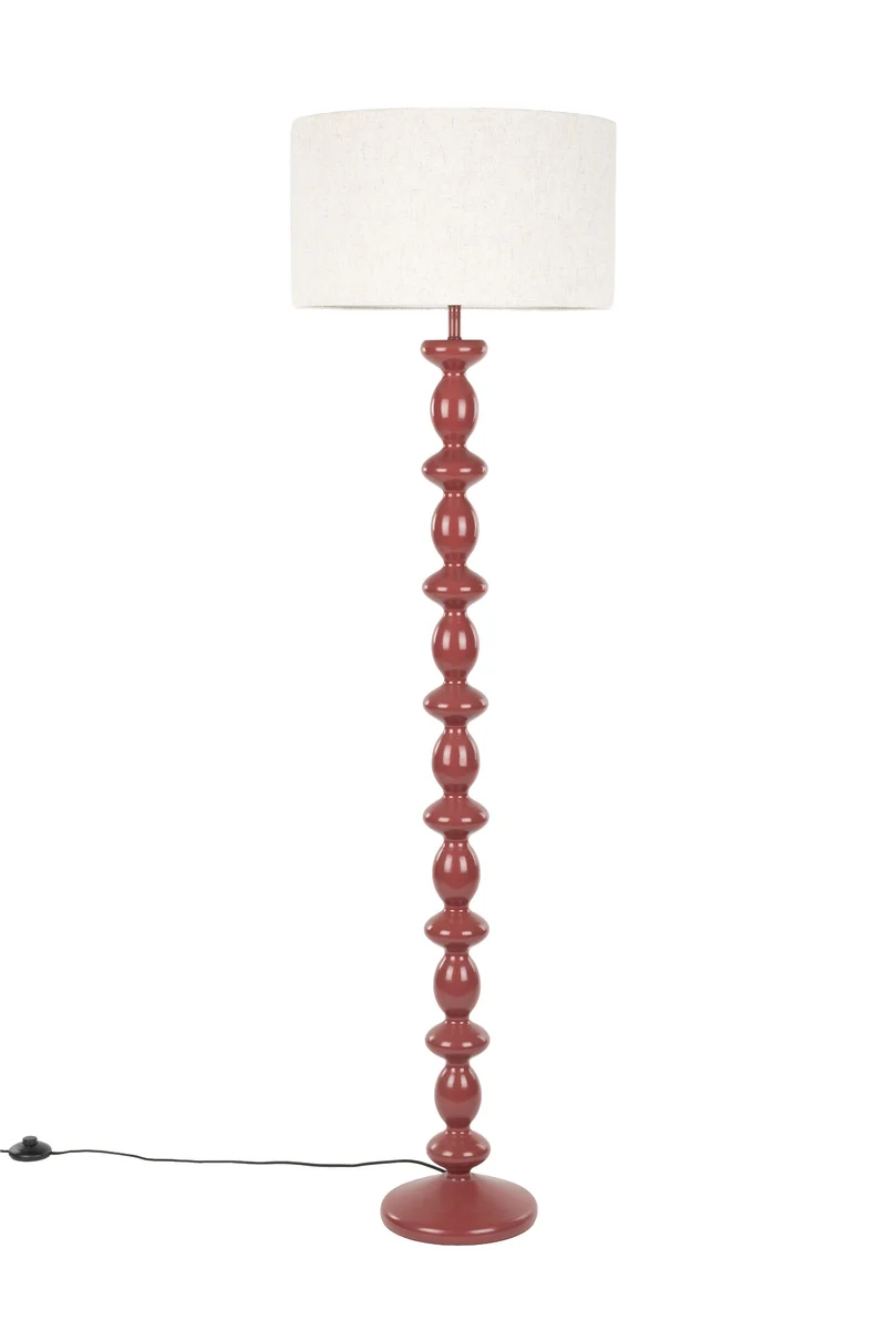 White Label Living Stehleuchte Pim – Rot, Eisen, 45 × 45 × 160 cm