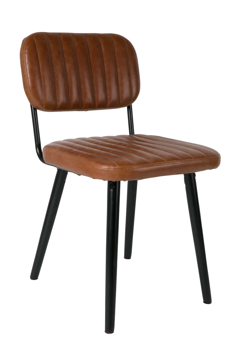 White Label Living Stuhl Jake Worn – Braun, PU-Kunstleder, 58 × 46 × 81 cm