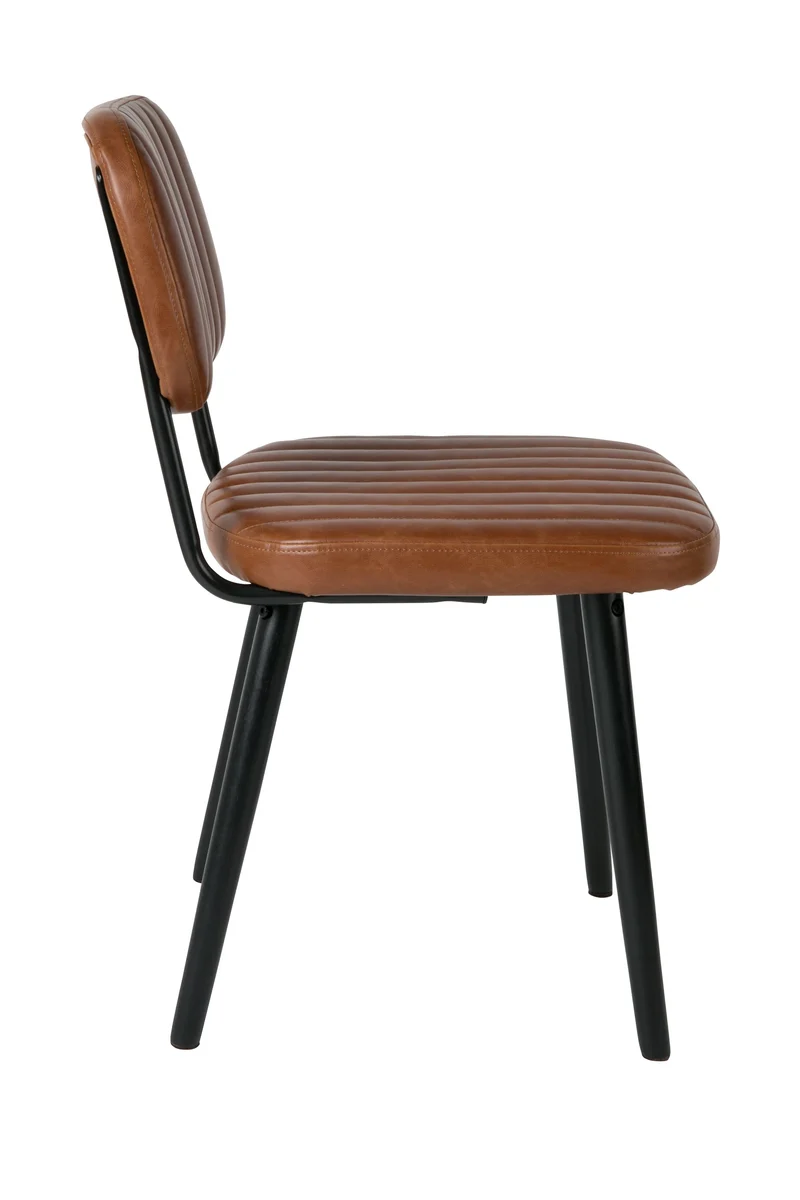 White Label Living Stuhl Jake Worn – Braun, PU-Kunstleder, 58 × 46 × 81 cm