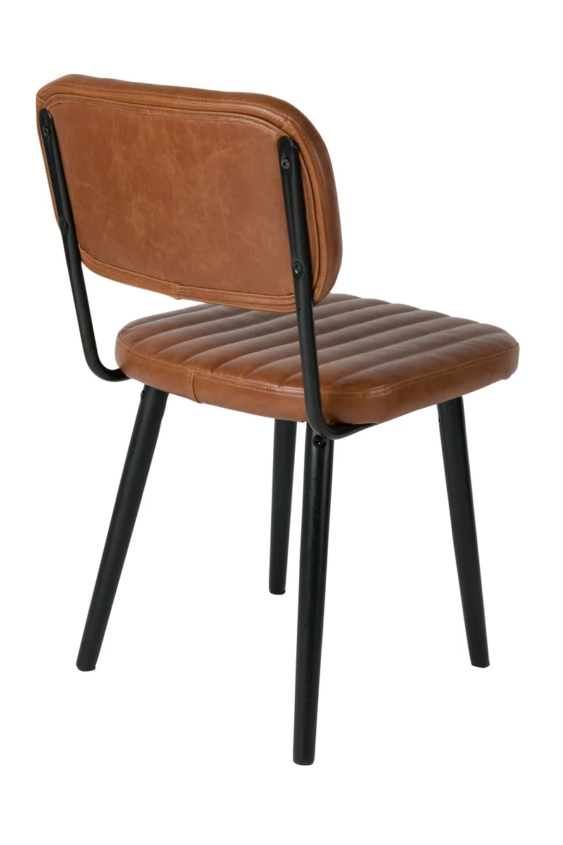 White Label Living Stuhl Jake Worn – Braun, PU-Kunstleder, 58 × 46 × 81 cm