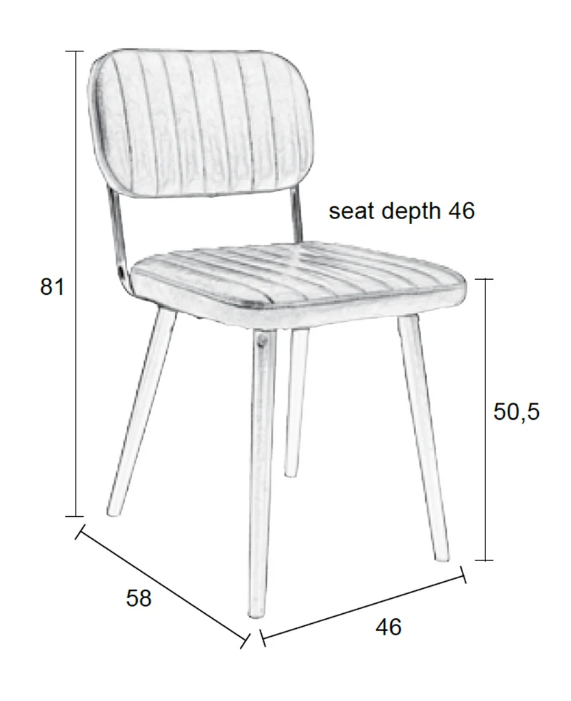 White Label Living Stuhl Jake Worn – Braun, PU-Kunstleder, 58 × 46 × 81 cm
