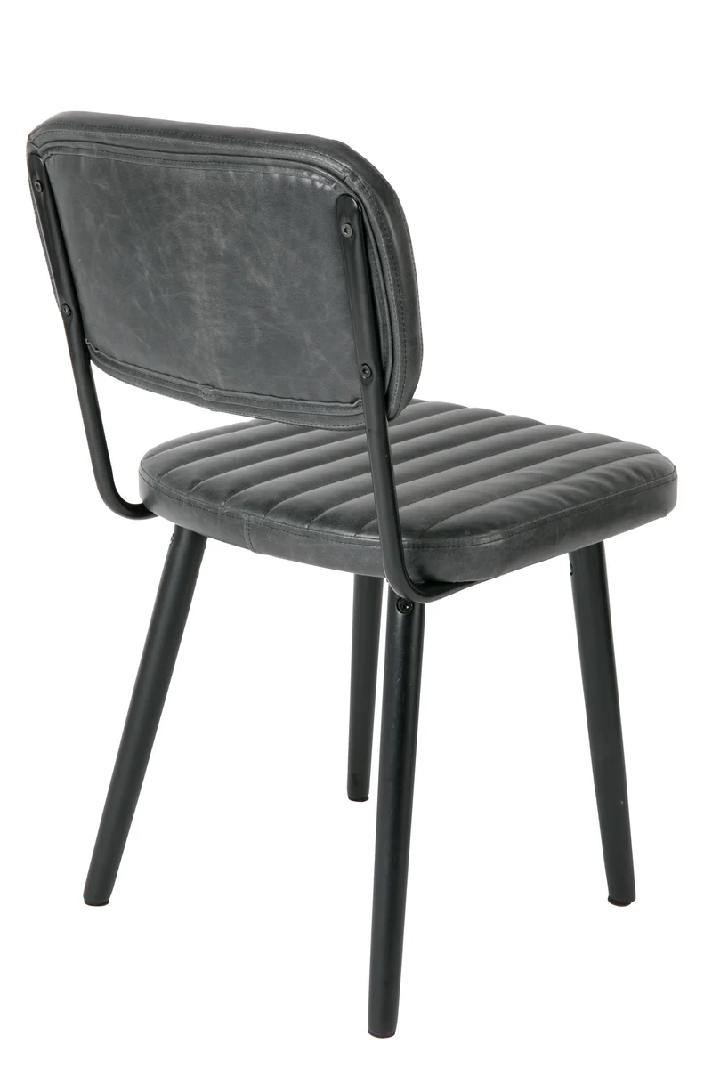 White Label Living Stuhl Jake Worn – Schwarz, PU-Kunstleder, 58 × 46 × 81 cm