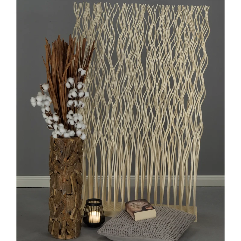 RAUMTEILER "KINKI" | Weidenholz, 110x70 cm | Zweige Paravent | Farbe: geblichen