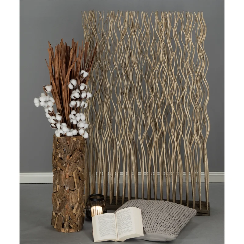 RAUMTEILER "KINKI" | Weidenholz, 110x70 cm | Zweige Paravent | Farbe: grau