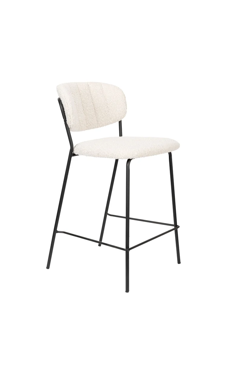 White Label Living Tresenhocker Jolien Schwarz/Bouclé – 54 × 48 × 89 cm, 2er-Set
