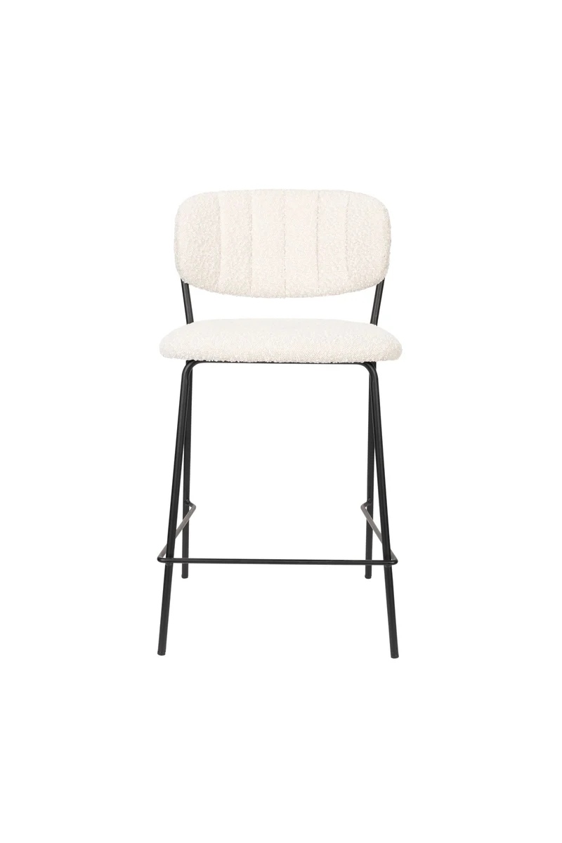White Label Living Tresenhocker Jolien Schwarz/Bouclé – 54 × 48 × 89 cm, 2er-Set