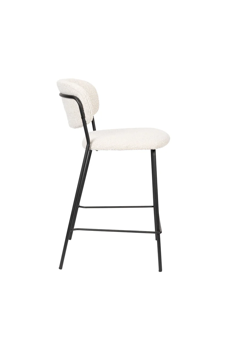 White Label Living Tresenhocker Jolien Schwarz/Bouclé – 54 × 48 × 89 cm, 2er-Set