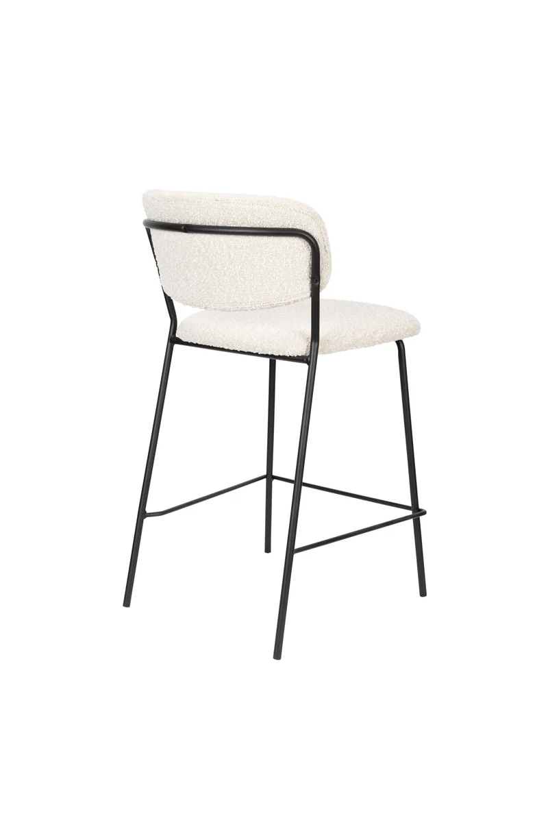 White Label Living Tresenhocker Jolien Schwarz/Bouclé – 54 × 48 × 89 cm, 2er-Set