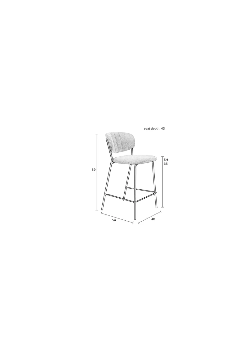 White Label Living Tresenhocker Jolien Schwarz/Bouclé – 54 × 48 × 89 cm, 2er-Set