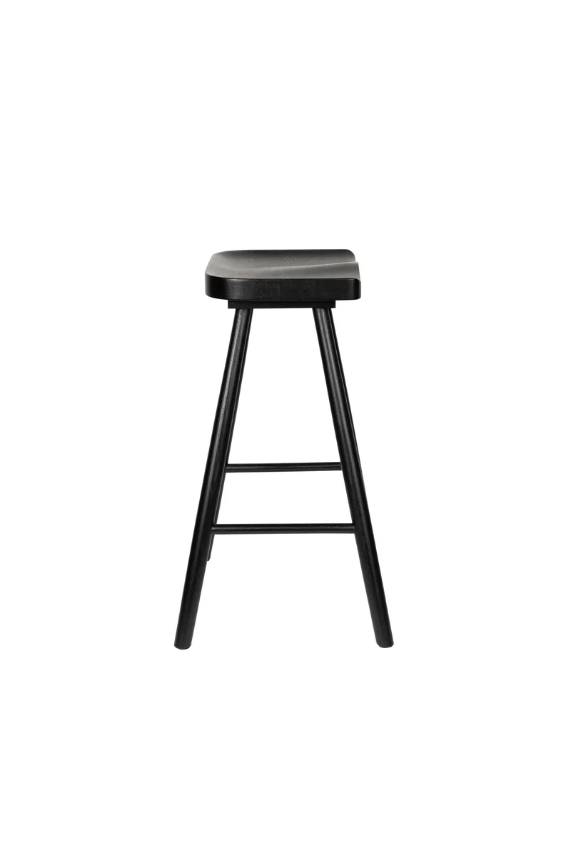 White Label Living Tresenhocker Vander – Schwarz, Massives Eichenholz, 39 × 50 × 64 cm