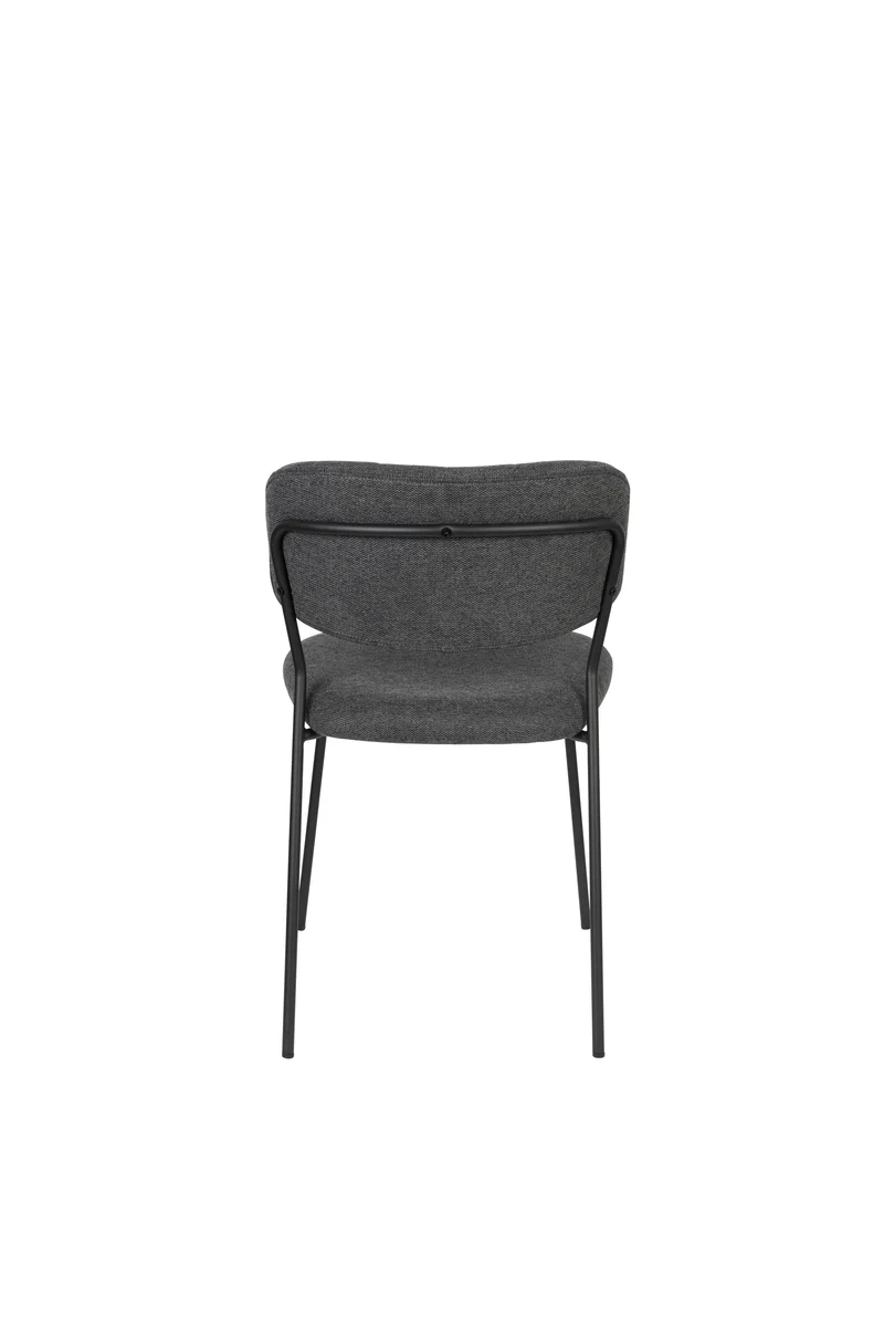 White Label Living Stuhl Jolien Schwarz/Dark – Grau, Textil, 56 × 48 × 77 cm, 2er-Set