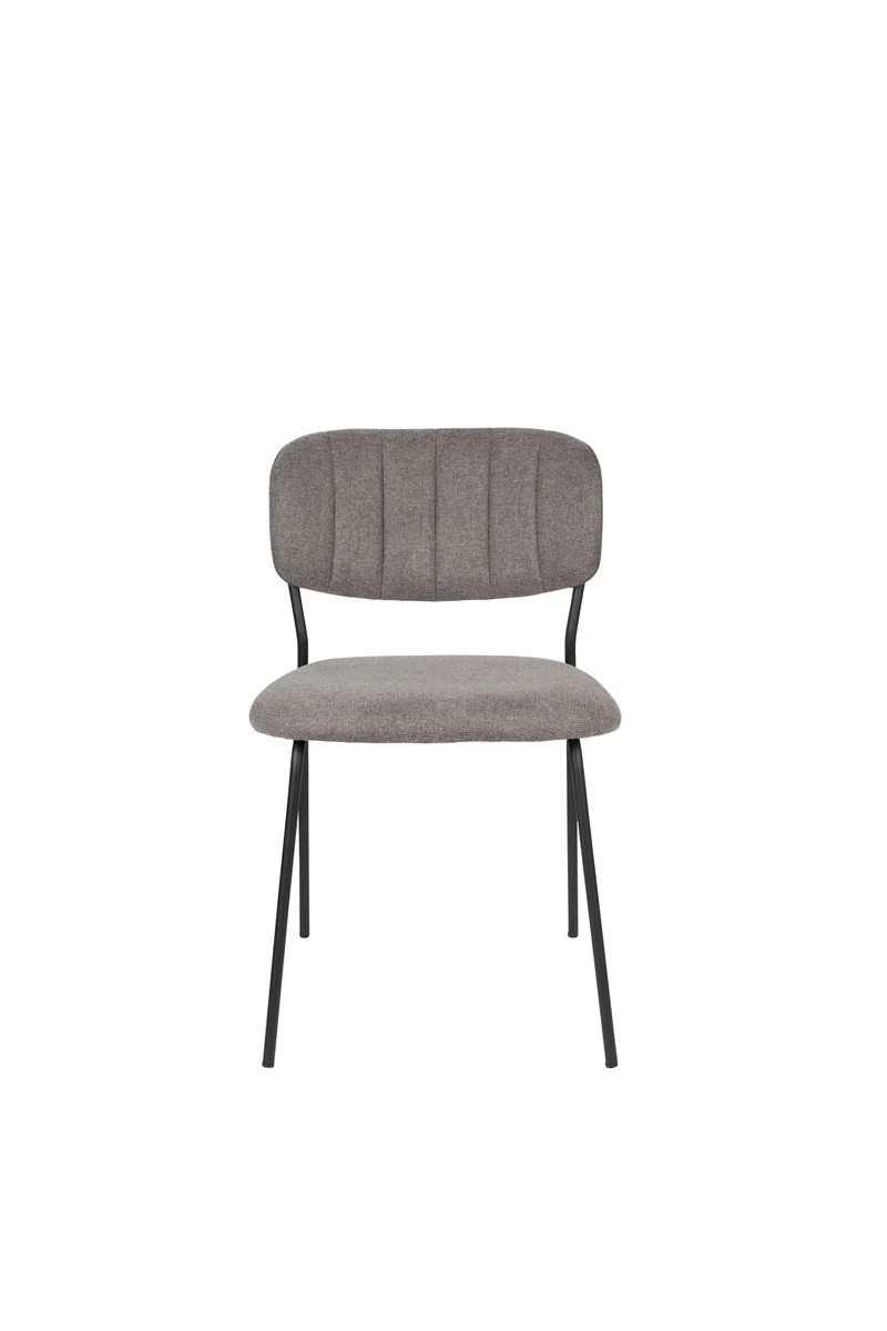 White Label Living Stuhl Jolien Schwarz/Grau – Textil, 56 × 48 × 77 cm, 2er-Set