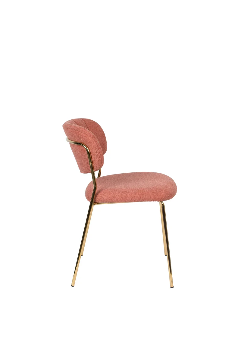 White Label Living Stuhl Jolien Gold/Pink – Textil, 56 × 48 × 77 cm, 2er-Set