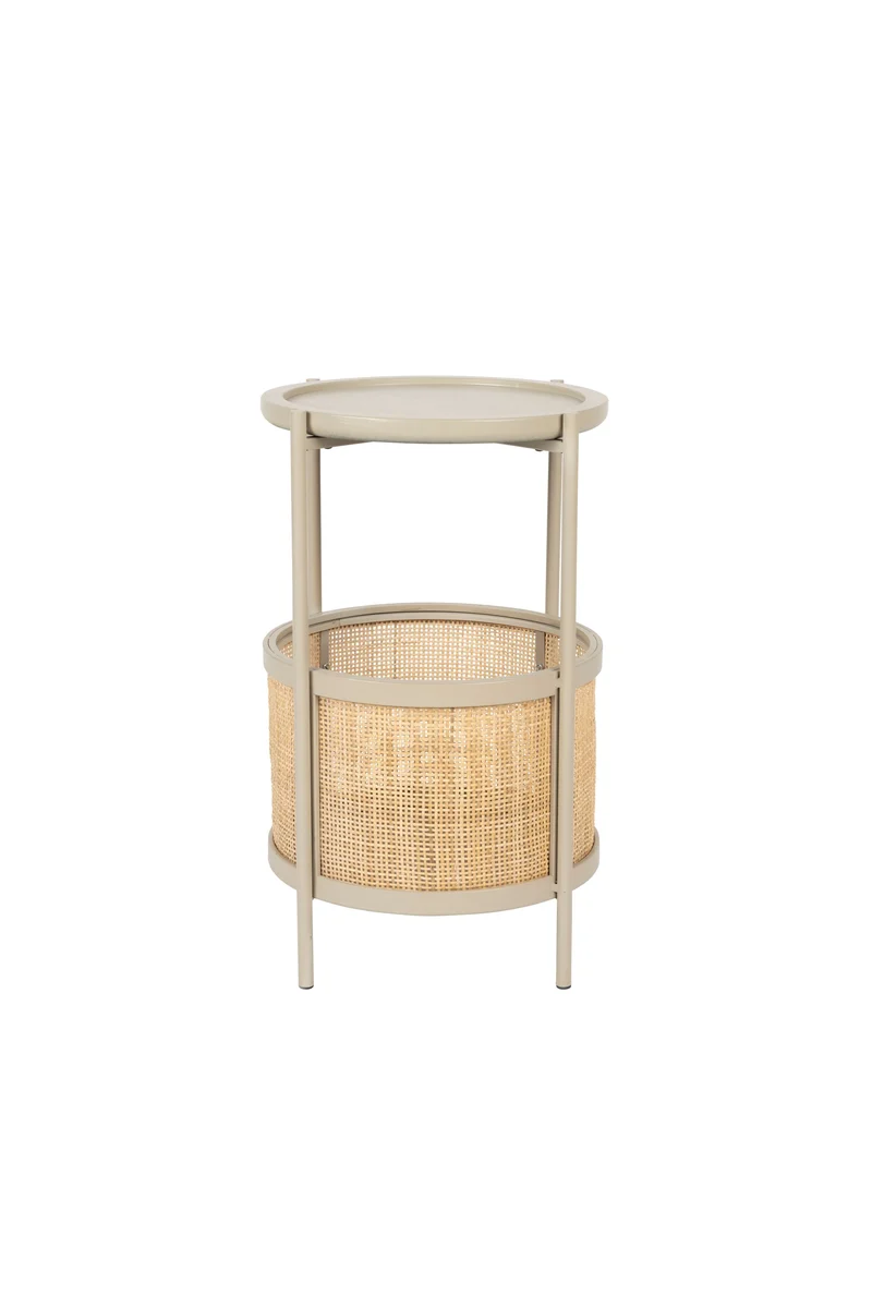 White Label Living Beistelltisch Makoto – Sand, Rattan, 30 × 30 × 50 cm