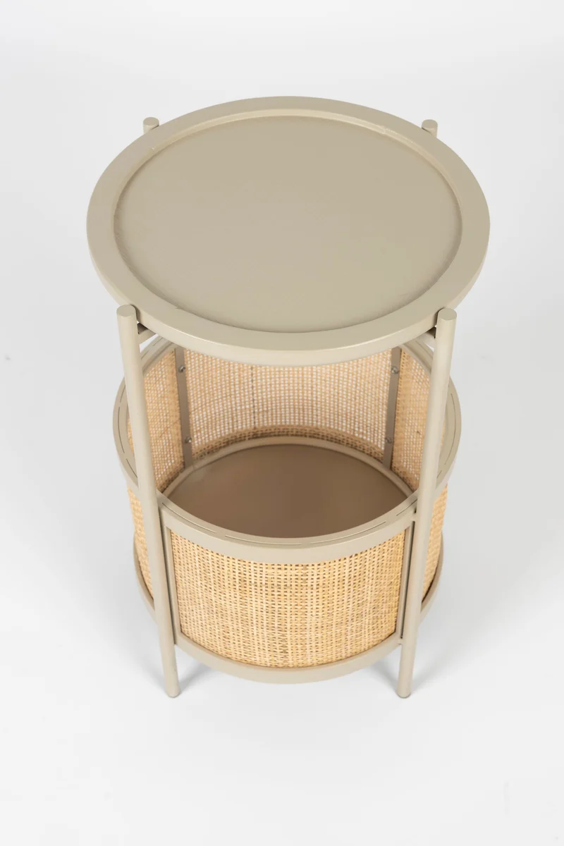 White Label Living Beistelltisch Makoto – Sand, Rattan, 30 × 30 × 50 cm