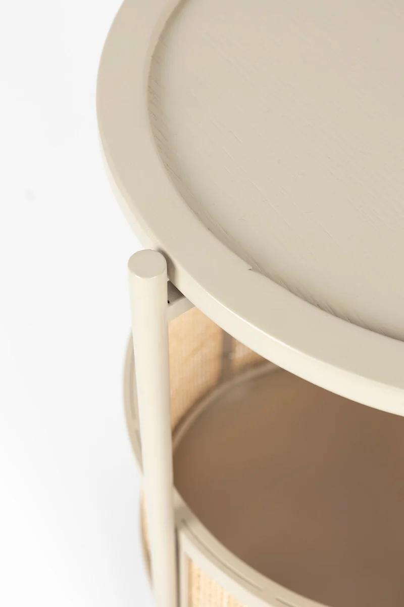White Label Living Beistelltisch Makoto – Sand, Rattan, 30 × 30 × 50 cm
