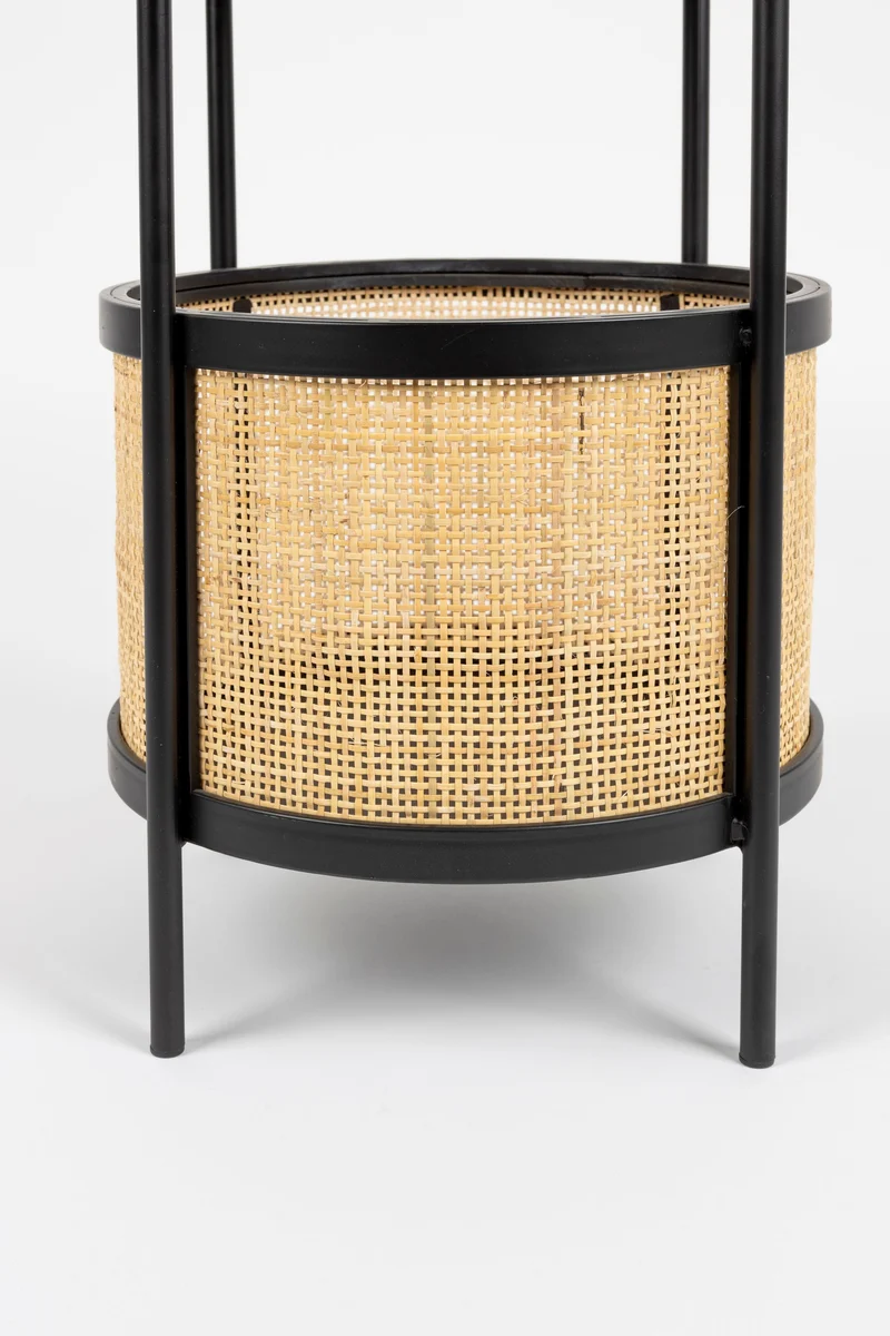 White Label Living Beistelltisch Makoto – Schwarz, Rattan, 30 × 30 × 50 cm