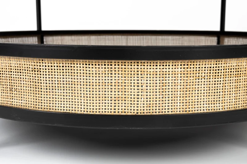 White Label Living Couchtisch Makoto – Schwarz, Rattan, 80 × 80 × 40 cm