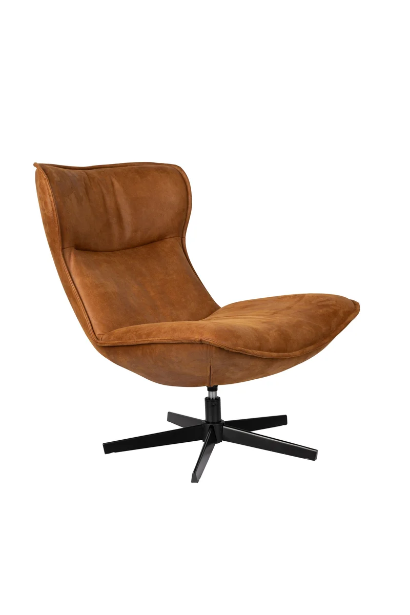White Label Living Loungesessel John Cognac – PU-Kunstleder, 92 × 81 × 92 cm