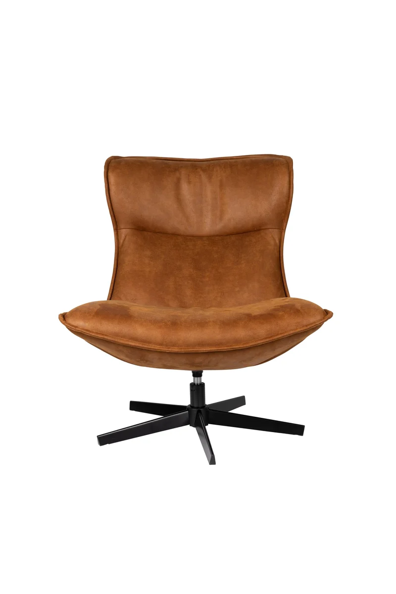 White Label Living Loungesessel John Cognac – PU-Kunstleder, 92 × 81 × 92 cm